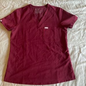 Figs Small Maroon Scrub Top